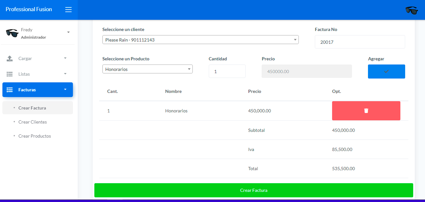 Captura de la interfaz de Software SOR